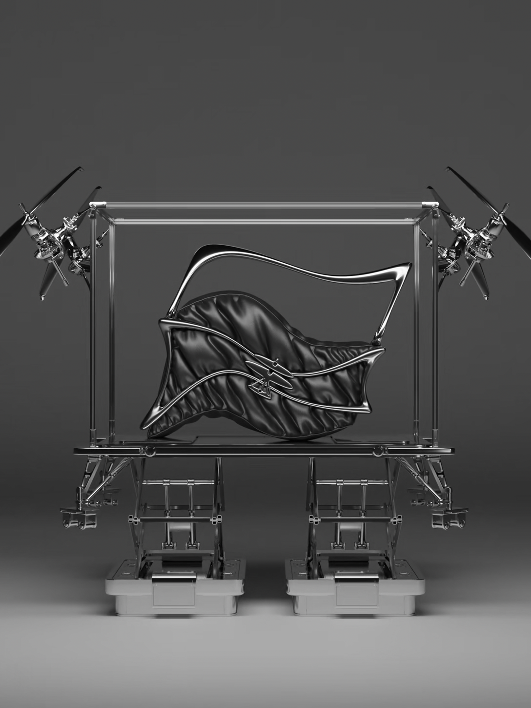 PHANTOM BAG virtual accessory displayed in a mechanical landing frame.